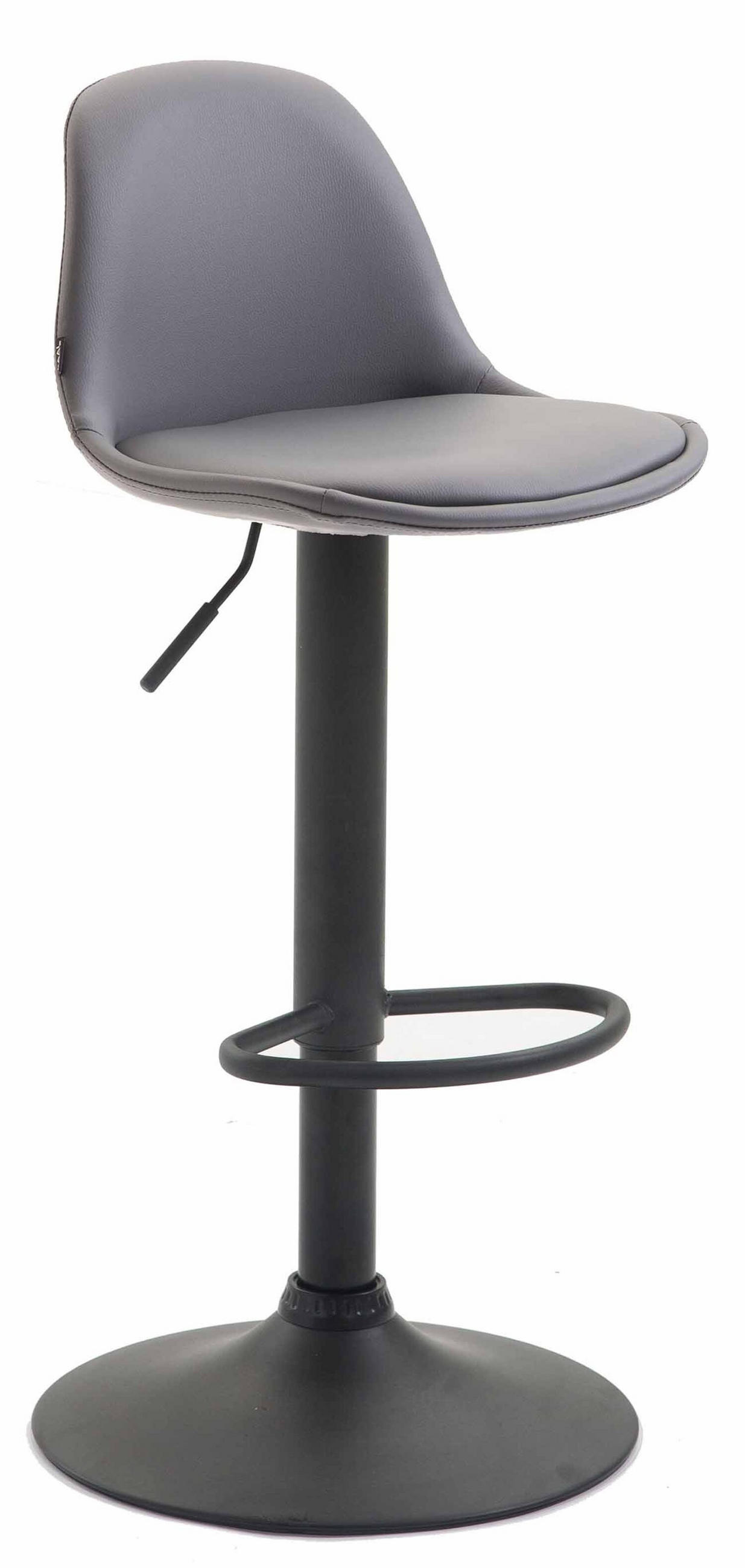 BARHOCKER Kilian, Gestell schwarz, Vollgepolstert Kunstleder Grau - Schwarz/Grau, Kunststoff/Textil (39/100/43cm) - TPFLiving