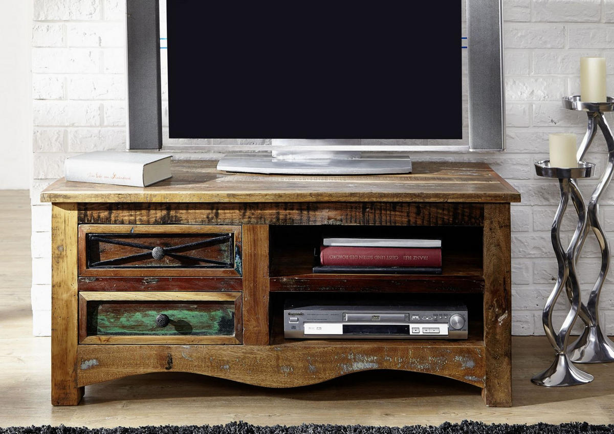 TV-BOARD Altholz 110x50x50 mehrfarbig lackiert NATURE OF SPIRIT #20 - Multicolor, Holz (50/50/110cm) - Massivmoebel24