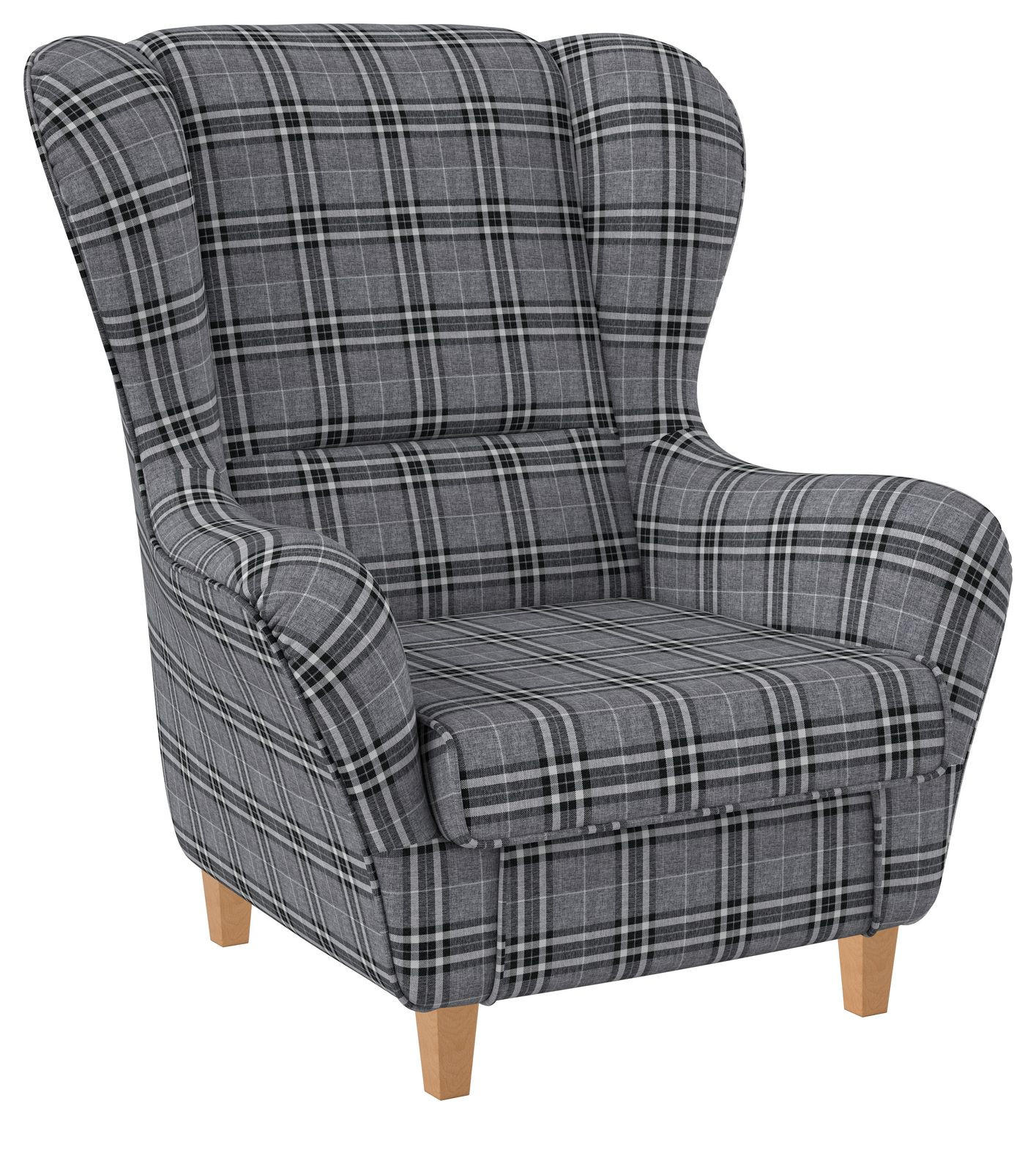 OHRENSESSEL Sofia Relaxsessel mit Hocker | Design Oxford Grau - Dunkelgrau/Graphitfarben, Textil (92/68/95cm) - Supellex