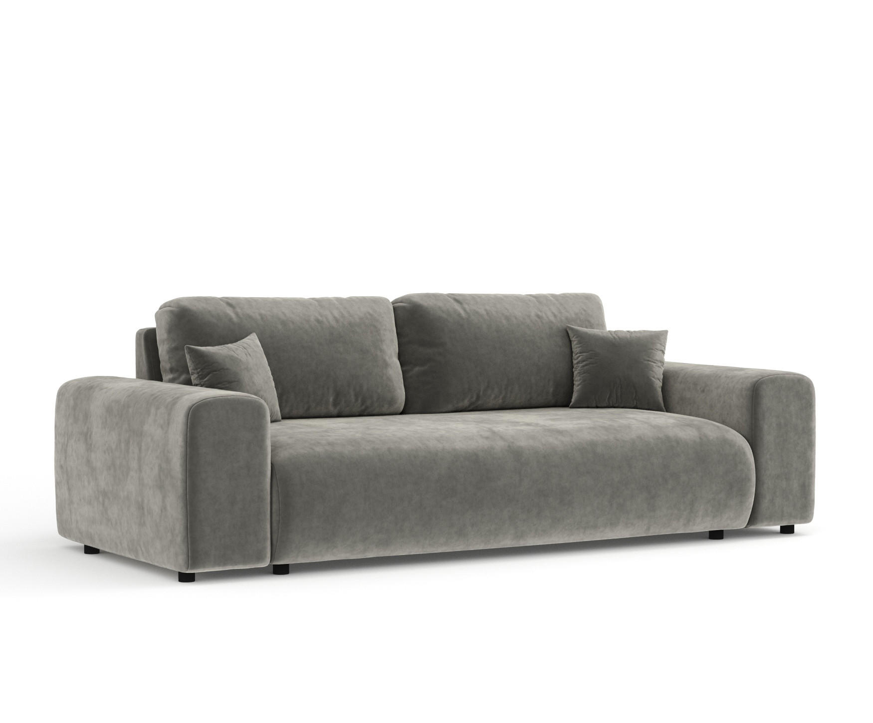 3-SITZER-SOFA Zanzibar Grau Samtstoff - Schwarz/Grau, Holz/Holzwerkstoff (213/79/108cm) - Maison de Reve