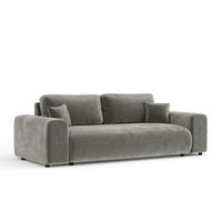3-SITZER-SOFA Zanzibar Grau Samtstoff - Schwarz/Grau, Holz/Holzwerkstoff (213/79/108cm) - Maison de Reve