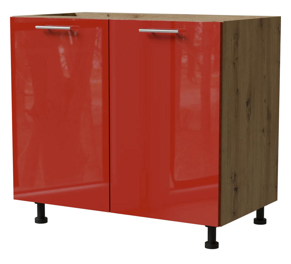 Feldmann-Wohnen Küchenunterschrank Rot, Eiche Artisan 90x82x50 cm