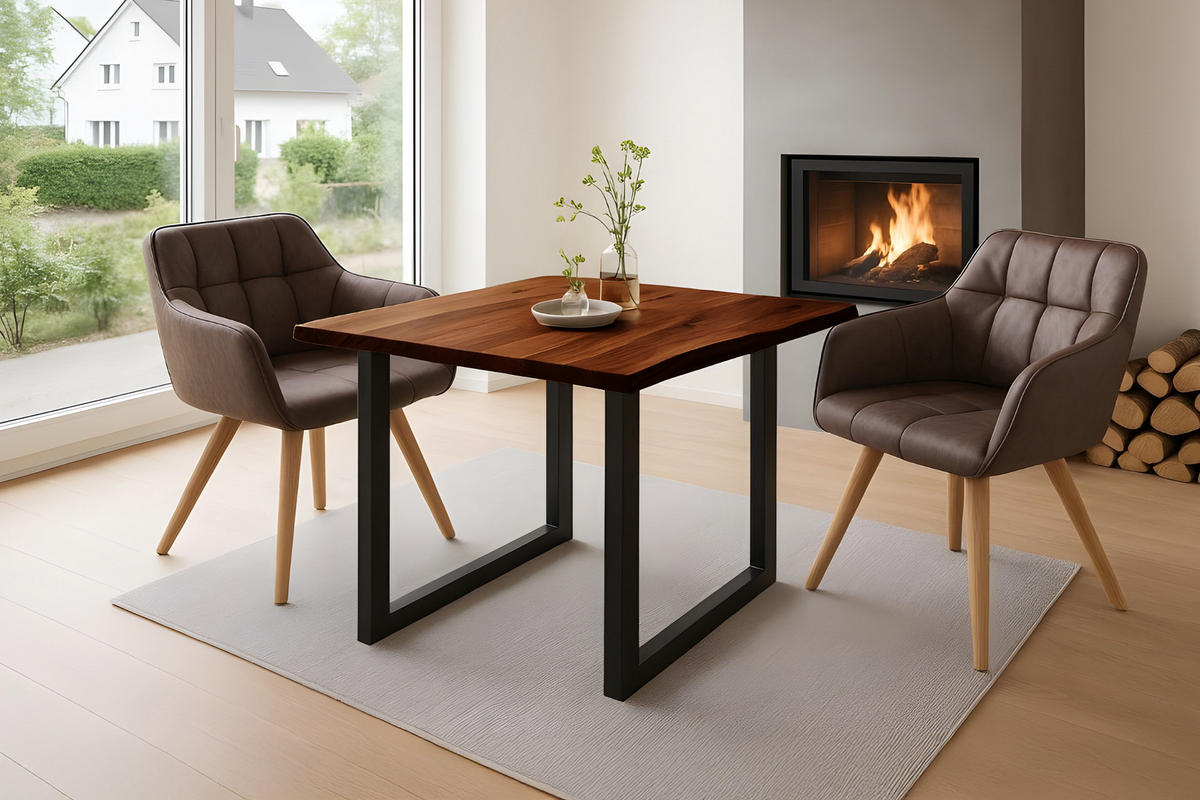 ESSTISCH NOAH - Schwarz/Braun, Holz/Metall (90/90/77cm) - SAM
