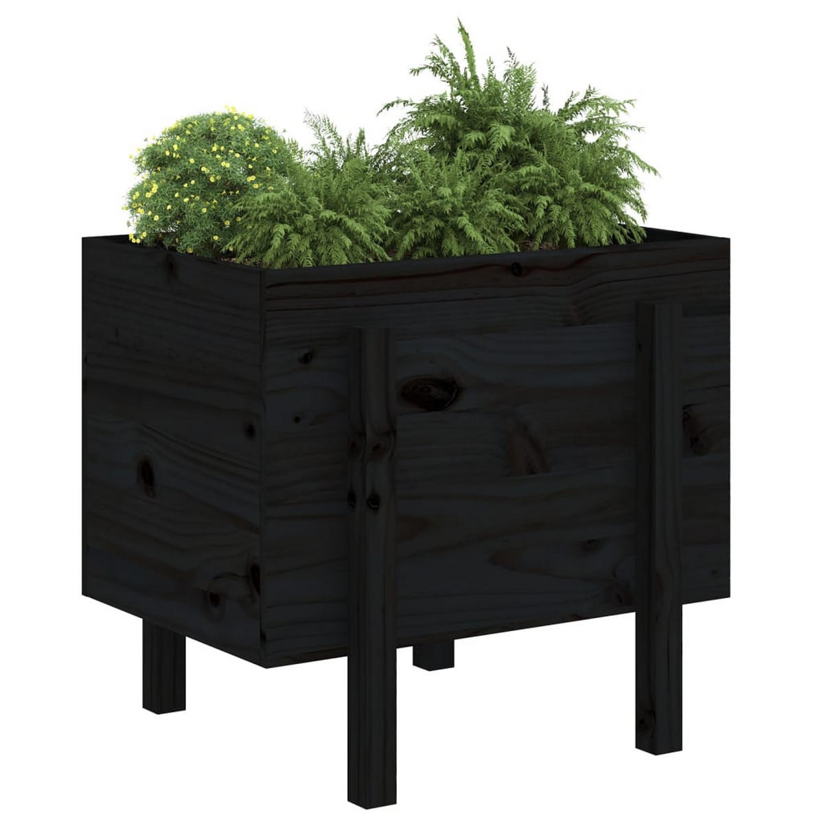 PFLANZKÜBEL Schwarz 62x50x57 cm Massivholz Kiefer - Schwarz, Holz (62/57/50cm)