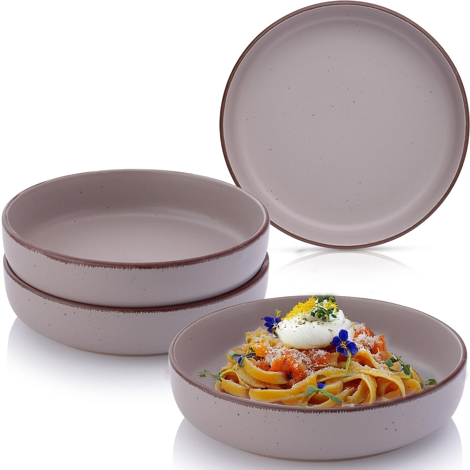 PASTASCHALEN BOMBAY BASALT - 4 teilig aus Steingut - Lila, Stein (20.5cm) - Sänger