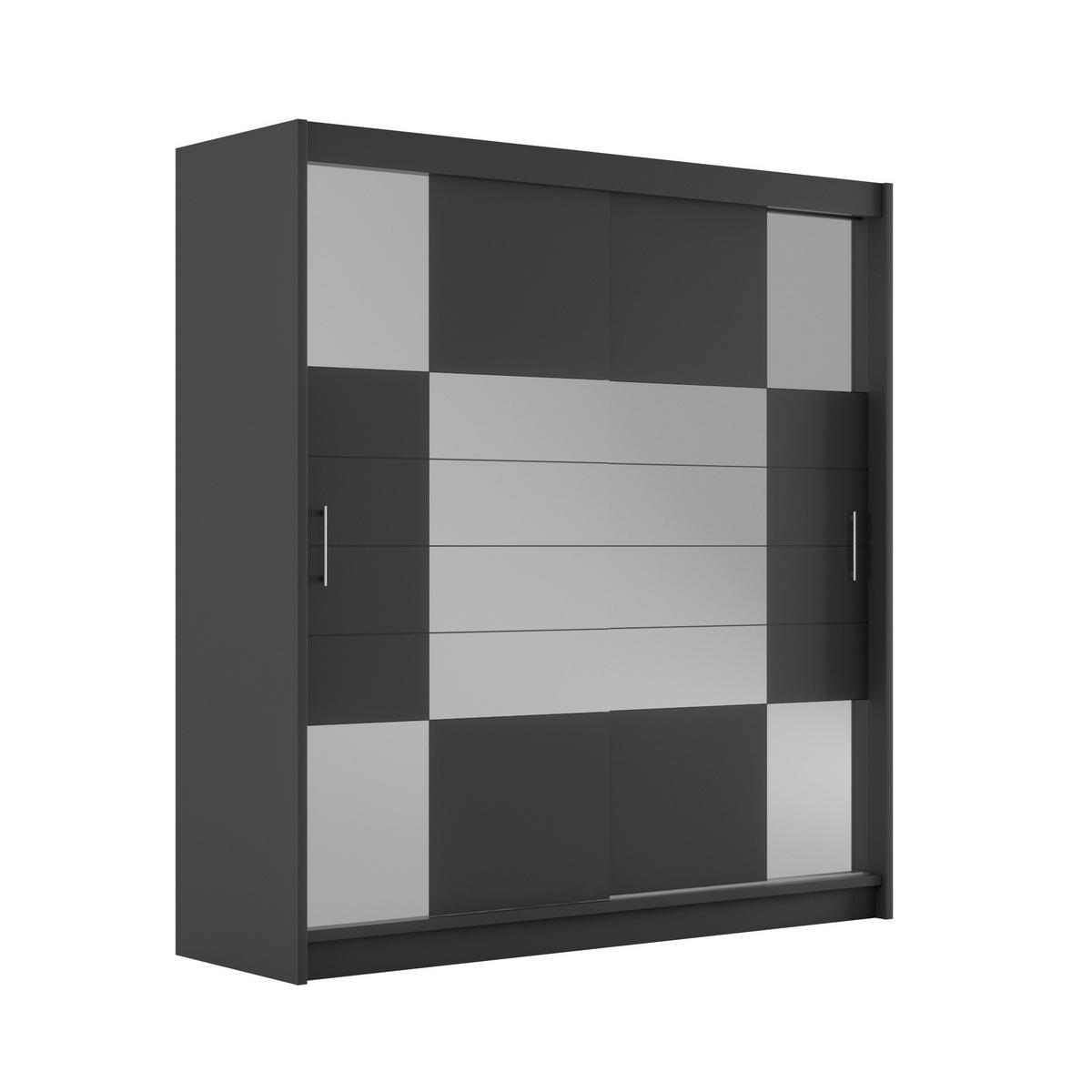 SCHWEBETÜRENSCHRANK KALISTA 203/215/61 cm 2-türig mit Spiegel Graphitfarben - Graphitfarben, Holzwerkstoff (203/215/61cm) - MASSENO