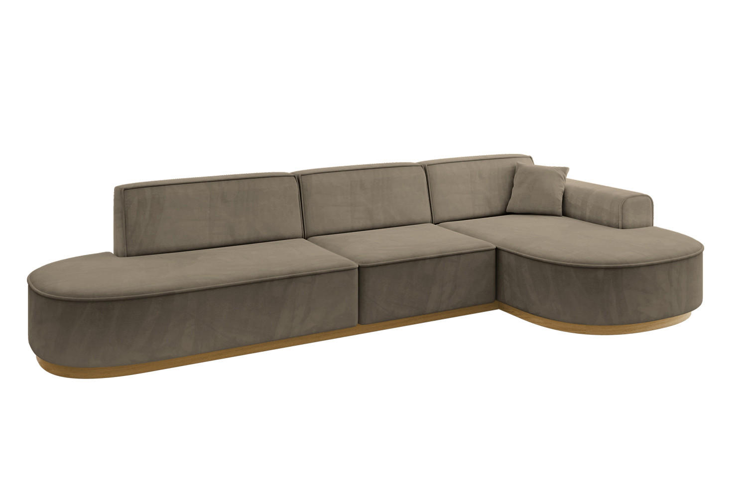 ECKSOFA Ottomane Rechts MARI-L2-v2 - 328x171x83 cm Dunkelbraun Velours - Dunkelbraun, Holzwerkstoff/Textil (171/328cm) - ALTDECOR