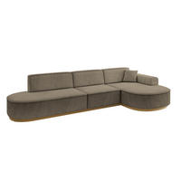 ECKSOFA Ottomane Rechts MARI-L2-v2 - 328x171x83 cm Dunkelbraun Velours - Dunkelbraun, Holzwerkstoff/Textil (171/328cm) - ALTDECOR