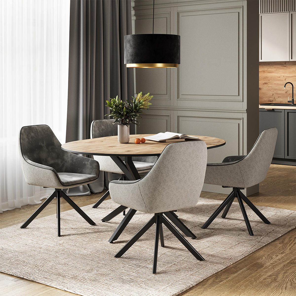 LOUNGE CHAIR Eleganza Šedá - světle šedá, kov (60/89/62cm) - Vicco