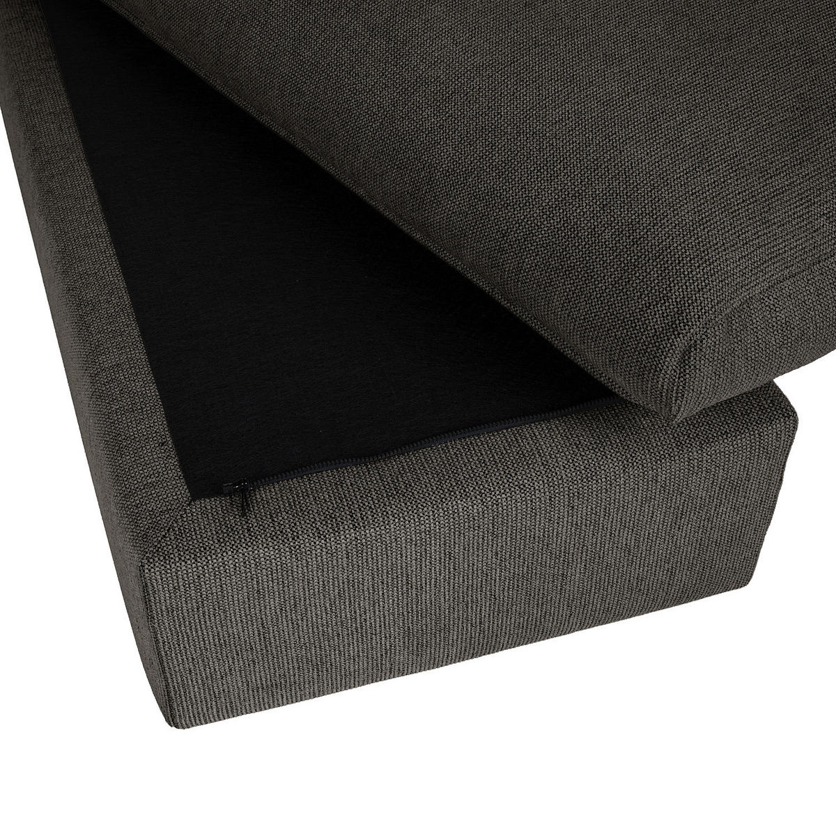 POLSTERHOCKER - Anthrazit/Schwarz, Kunststoff/Textil (131/44/61cm) - home24