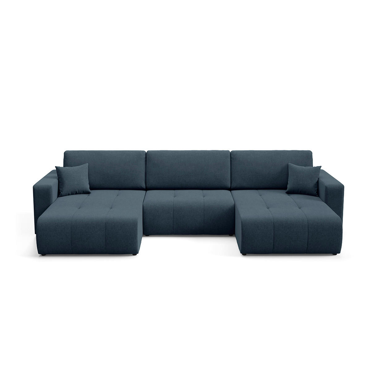 PANORAMASOFA Giulia 5 Sitzplätze Blau - Blau, Holz (344/82/149cm) - Petits-meubles