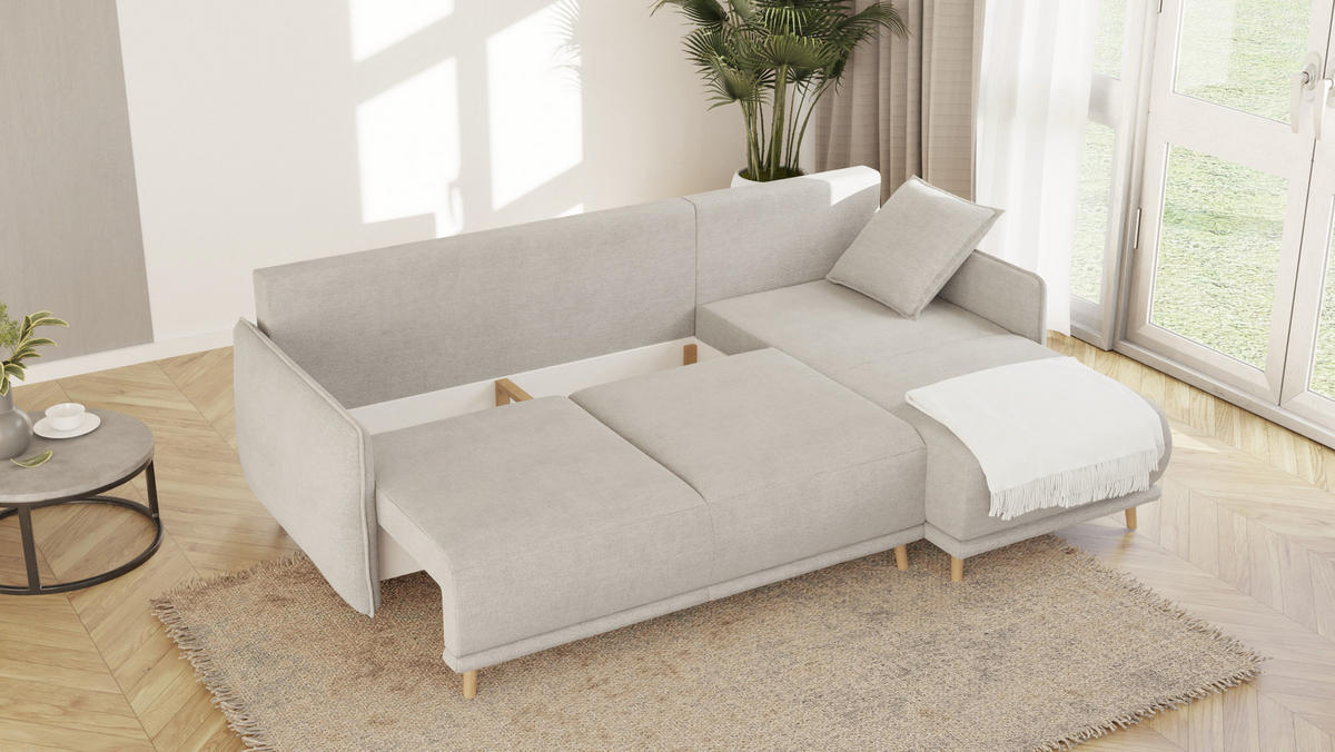 ECKSOFA Chroma Beige Luxusmicrofaser - Ecru/Beige, Holz/Textil (238/170cm) - S-Style Möbel