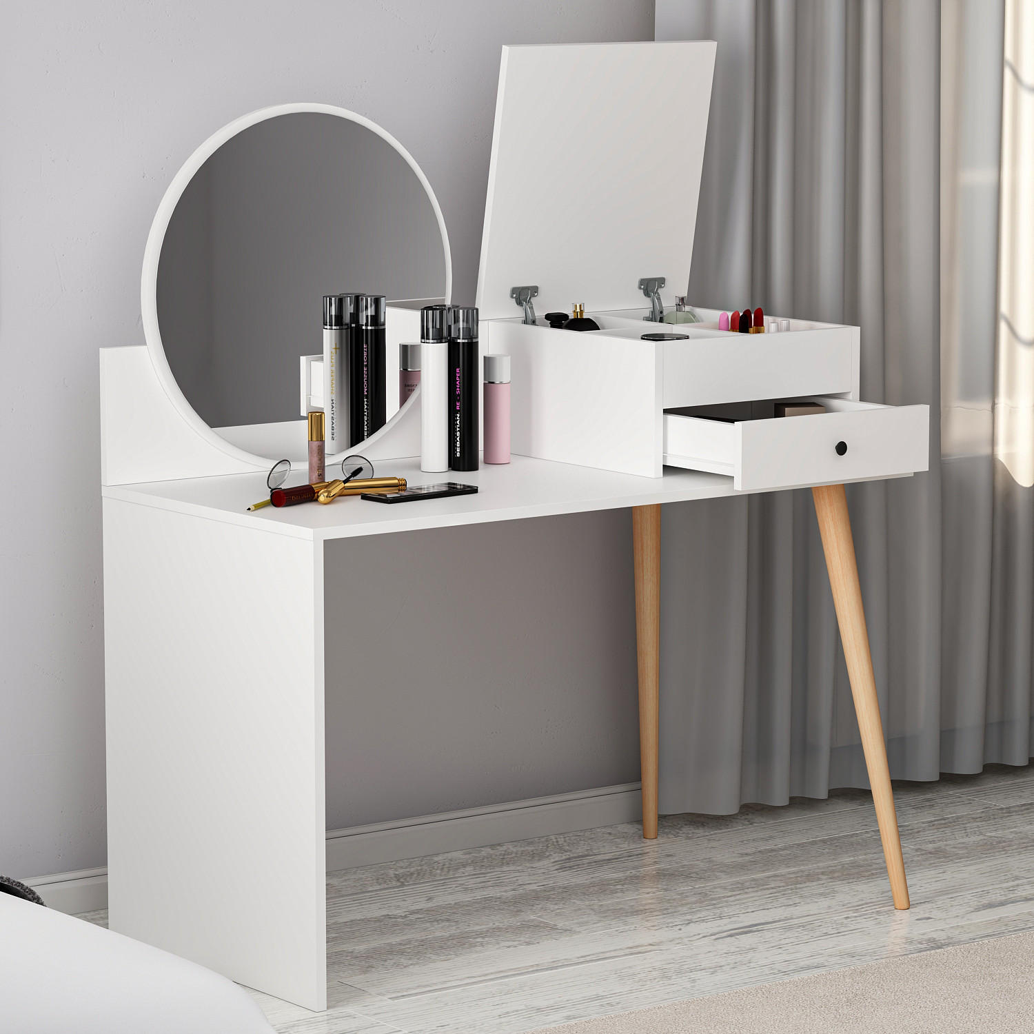 Thumbnail - moebel17 Schminktisch, Weiß, Holzwerkstoff, 120x96x60 cm, Schlafzimmer, Schminktische