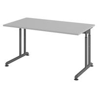 SCHREIBTISCH Serie-Z 80/140/74 cm in Grau/Graphitfarben - Graphitfarben/Grau, Holzwerkstoff (80/140/74cm) - bümö