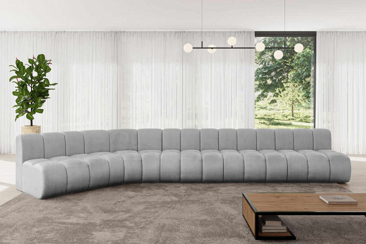 ECKSOFA modulares Sofa Montra-L3 - 472x174x70 cm Grau - Hellgrau, Holzwerkstoff/Textil (472/174cm) - ALTDECOR