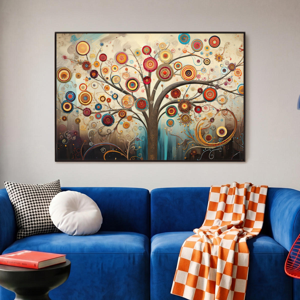 LEINWAND Bilder mit Rahmen - Baum - Baum des Lebens - Farbe - 90x60 - Braun, Textil (90/60cm) - MuchoWow