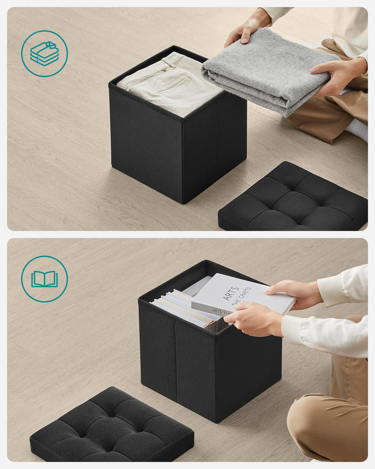 SITZBOX Grau 30x30 cm Klappbar - Grau, Holzwerkstoff (30/30/30cm)