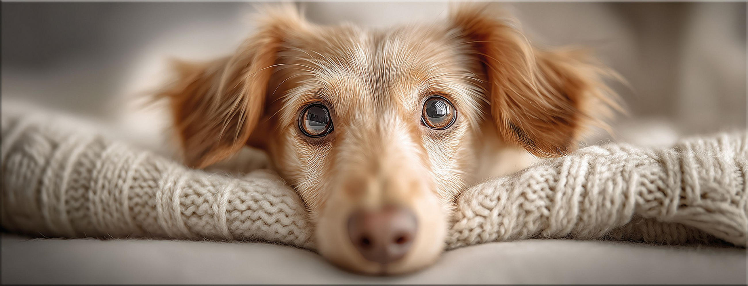 GLASBILD 80x30 cm Hund - Beige, Glas (80/30cm) - artissimo