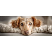 GLASBILD 80x30 cm Hund - Beige, Glas (80/30cm) - artissimo