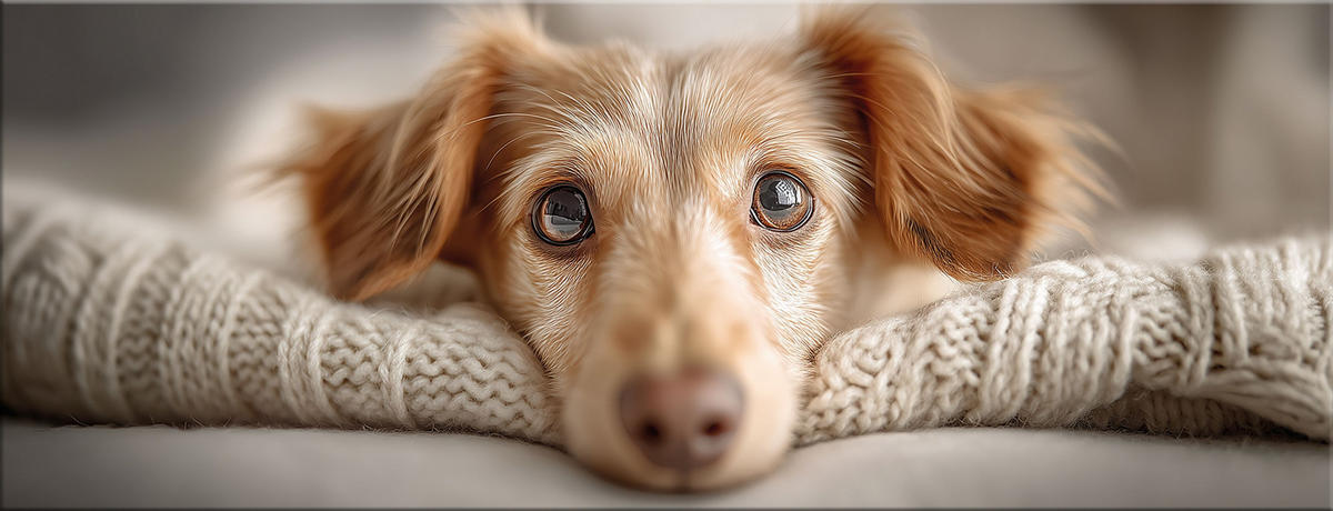 GLASBILD 80x30 cm Hund - Beige, Glas (80/30cm) - artissimo