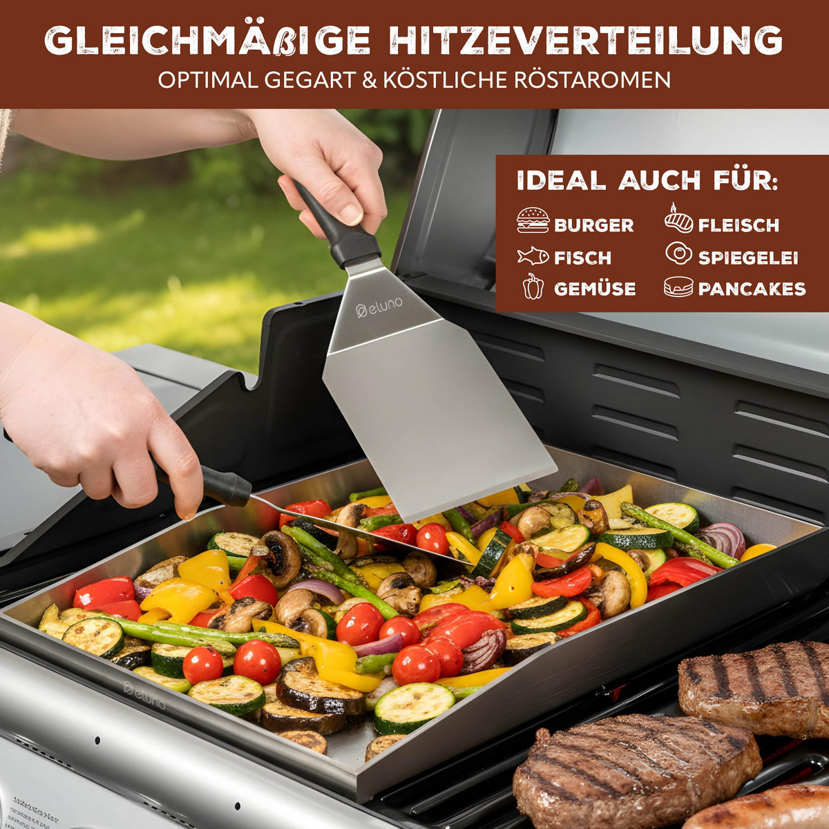 PLANCHA-SET aus Edelstahl - Edelstahlfarben, Metall (30/4/40cm) - eluno