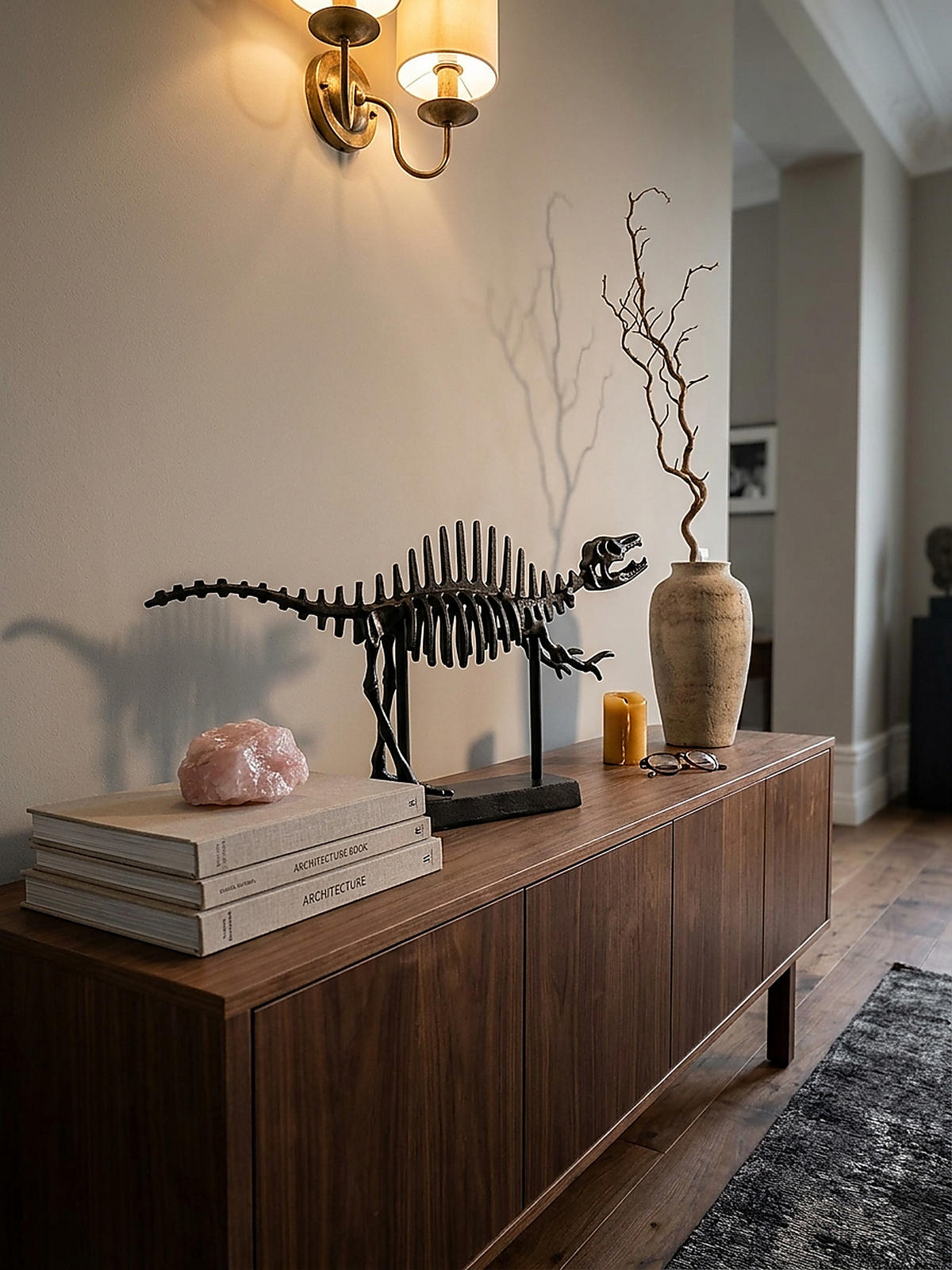 DEKOFIGUR T-Rex Aluminium Schwarz 62 cm mit Sockel - Schwarz, Metall (62/33/12cm) - KADIMA DESIGN