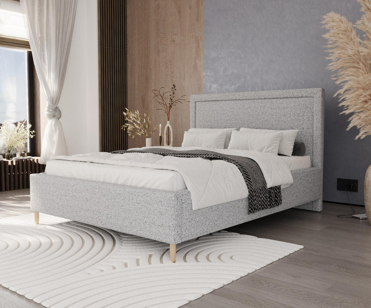 POLSTERBETT Vega 160/200 cm Grau im Riva Stoff - Naturfarben/Grau, Holz/Holzwerkstoff (160/200cm) - AltaBeds