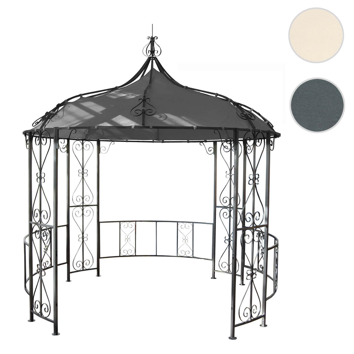 PERGOLA Almeria 330x300x300cm Rundpavillon Grau - Grau, Metall (300/330/300cm) - BERLINLODGE