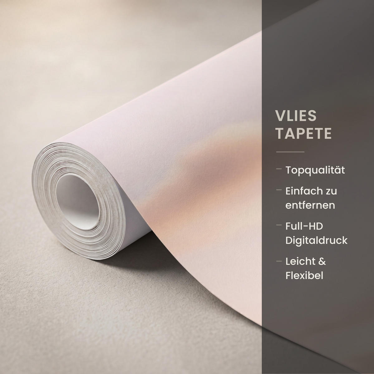 TAPETE - Strand - Brandung - Wolken - 100x280 cm - Hellrosa, Papier (100/280cm) - OnlyWow