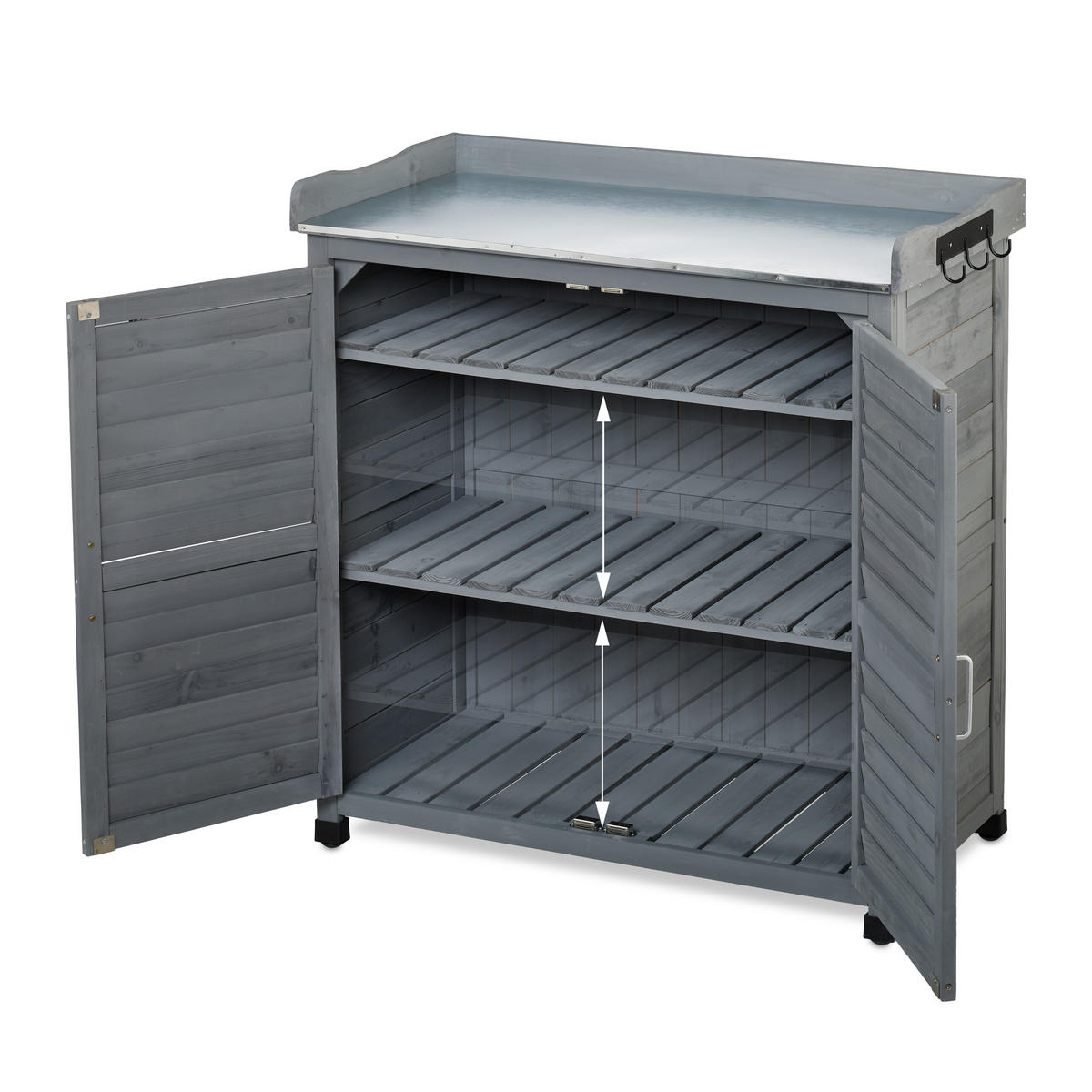 PFLANZTISCH - Grau, Holz/Metall (45/90/92cm) - Relaxdays