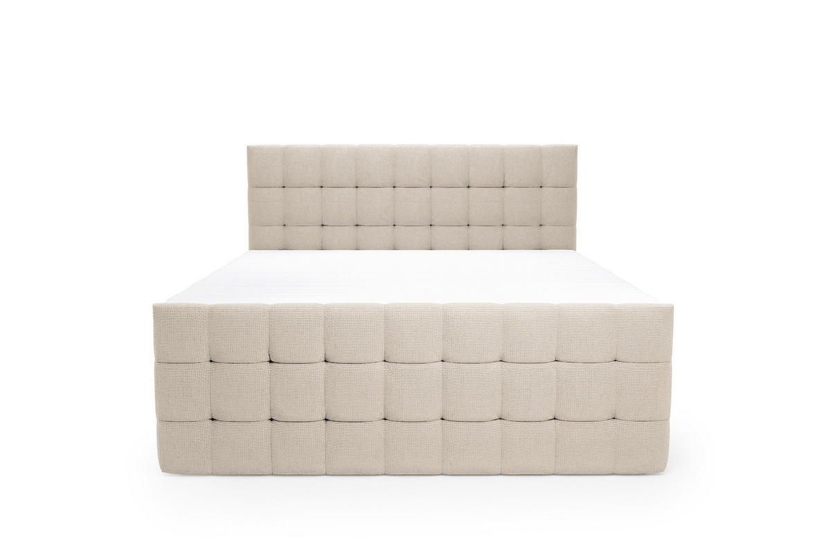 BOXSPRINGBETT Rein 160x200 – in Beige, großem Bettkasten, Gasdruckfedern - Beige, Textil (160/200cm)