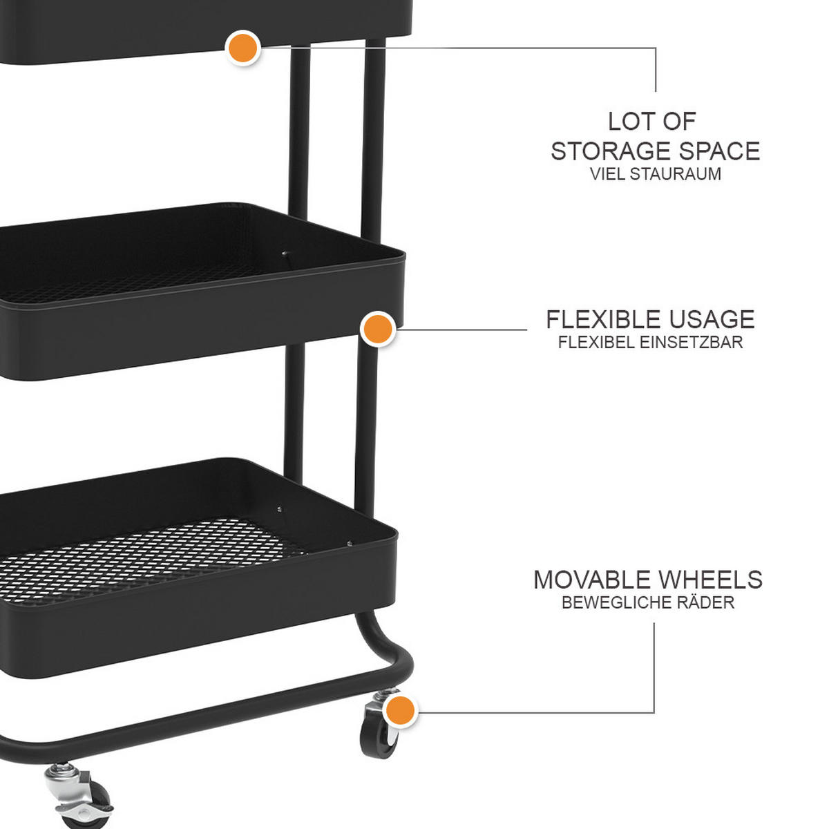 ROLOVACÍ KONTEJNER Tron Černá - černá, kov (45.9/78.7/34cm) - Vicco