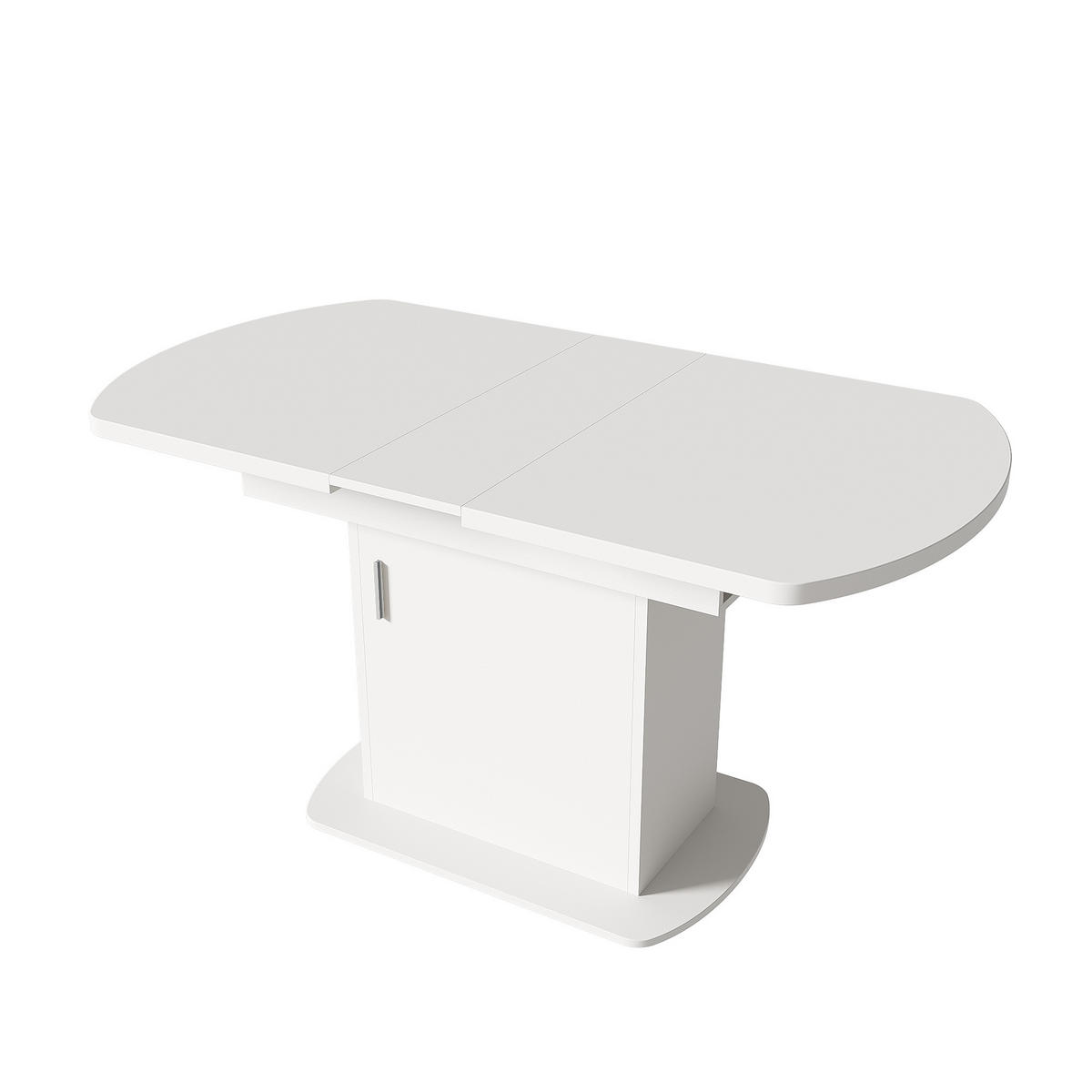 ESSTISCH 130/70/75 cm weiß mit Stauraum und silbernem Griff aus Spanplatte - Weiß, Holzwerkstoff (130/70/75cm) - OKWISH