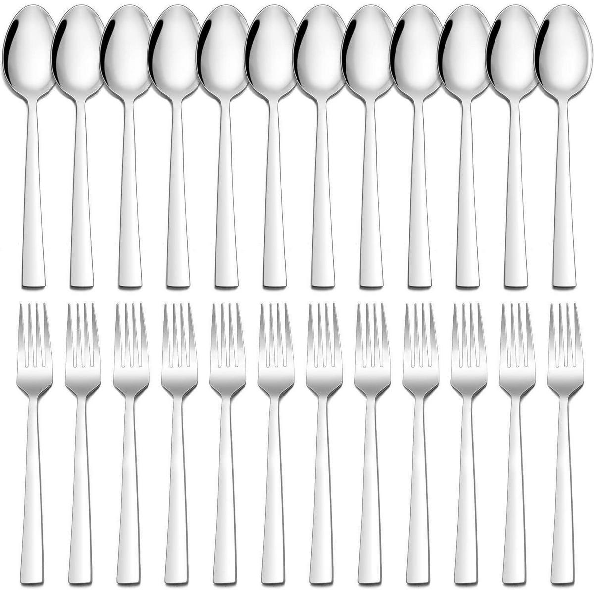 BESTECKSET 24-teiliges Set Edelstahl Silber 20 cm - Silberfarben, Metall - LUXUSKOLLEKTION