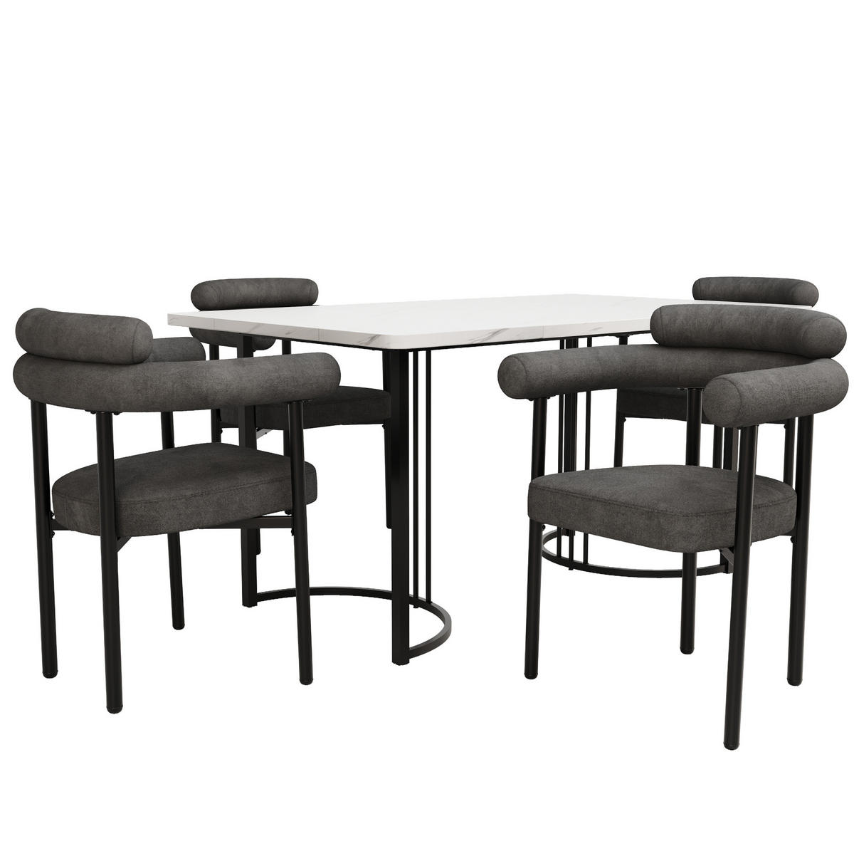 SESSEL ergonomisch ca. 70 x 62 x 84 cm Dunkelgrau Eisen 4er-Set - Dunkelgrau, Metall (62/84/70.2cm) - Meubliv