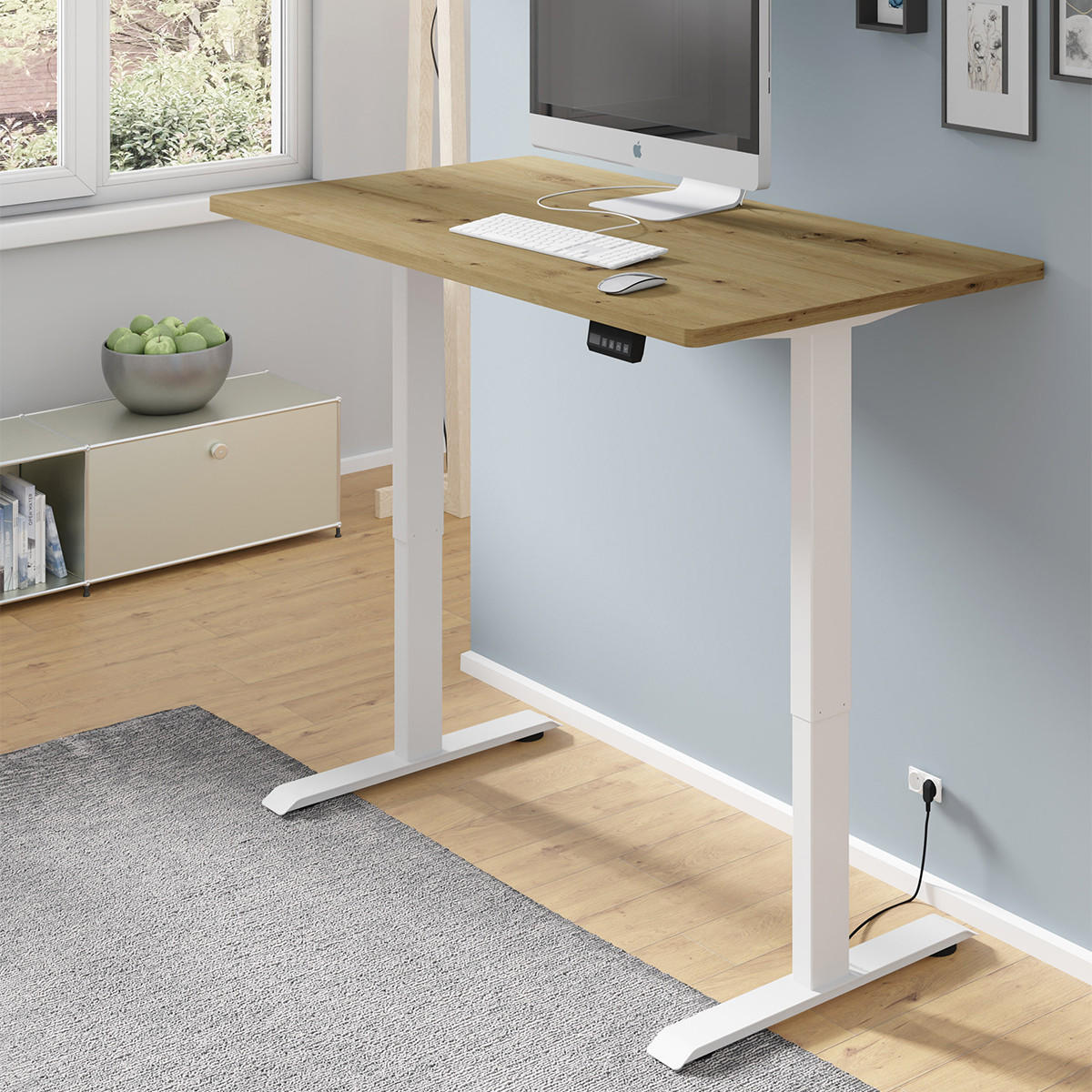 SCHREIBTISCH Ergo Holz und Weiß - Weiß/Braun, Holzwerkstoff (70/140/73cm) - Petits-meubles