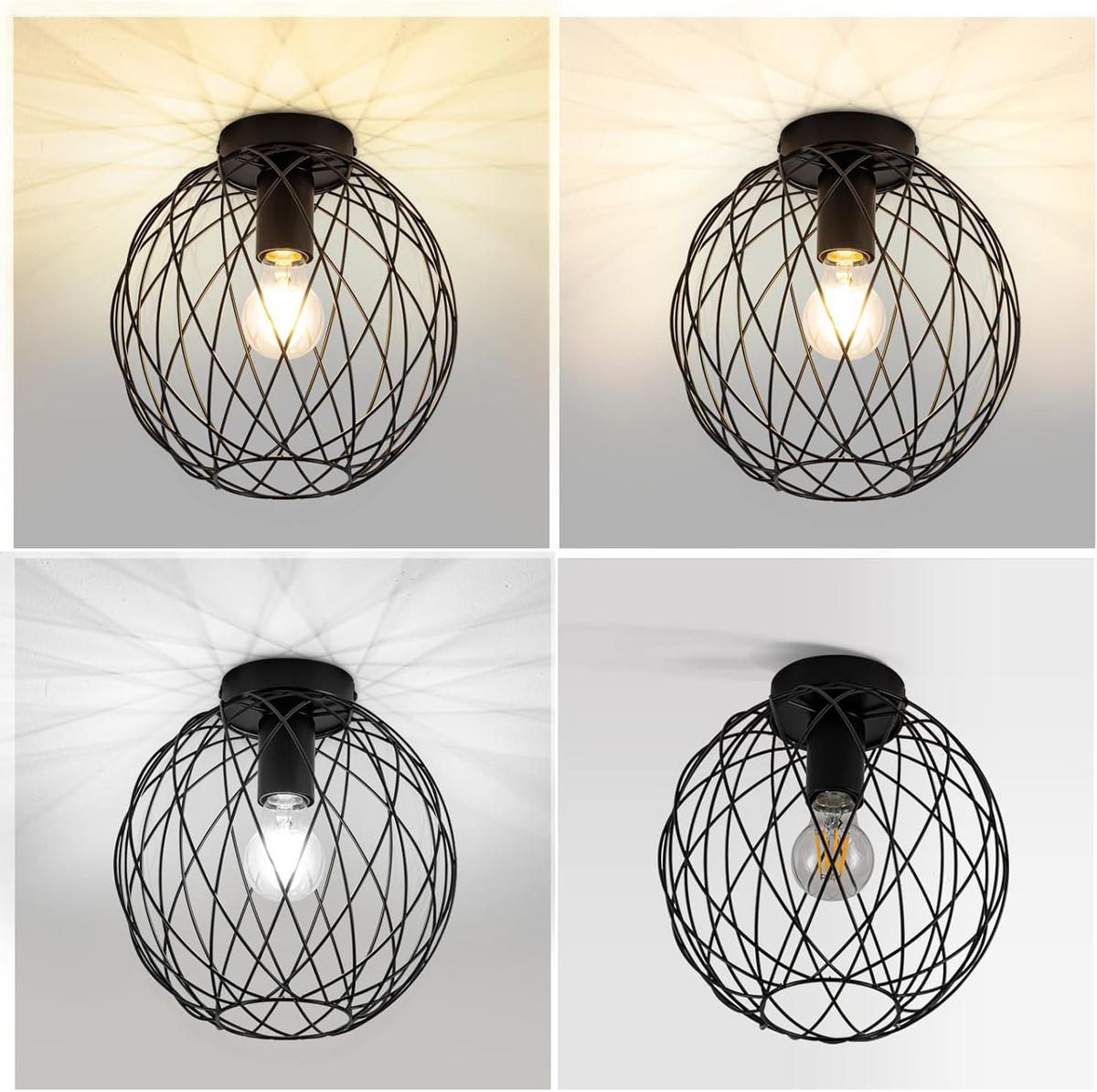 DECKENLEUCHTE Funkelh 20/19/20 cm - Schwarz, Metall (20/20/19cm) - ZMH