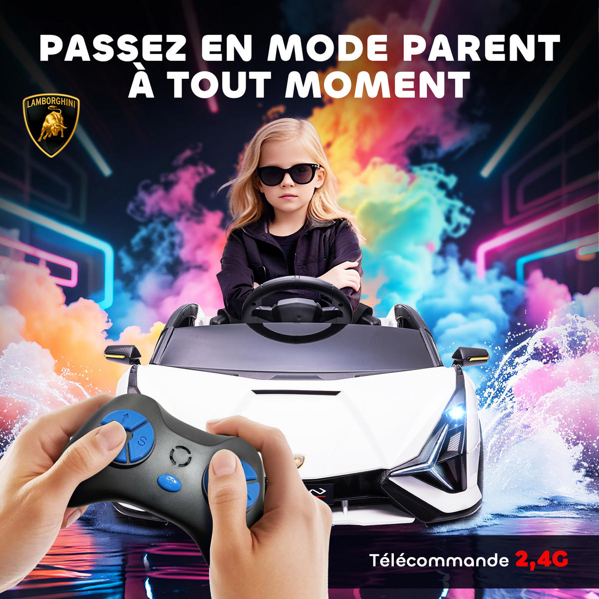 ELEKTRO-KINDERAUTO DE-12992 2,4G Fernbedienung Weiß - Weiß, Kunststoff (108/62/40cm) - ComfortXL