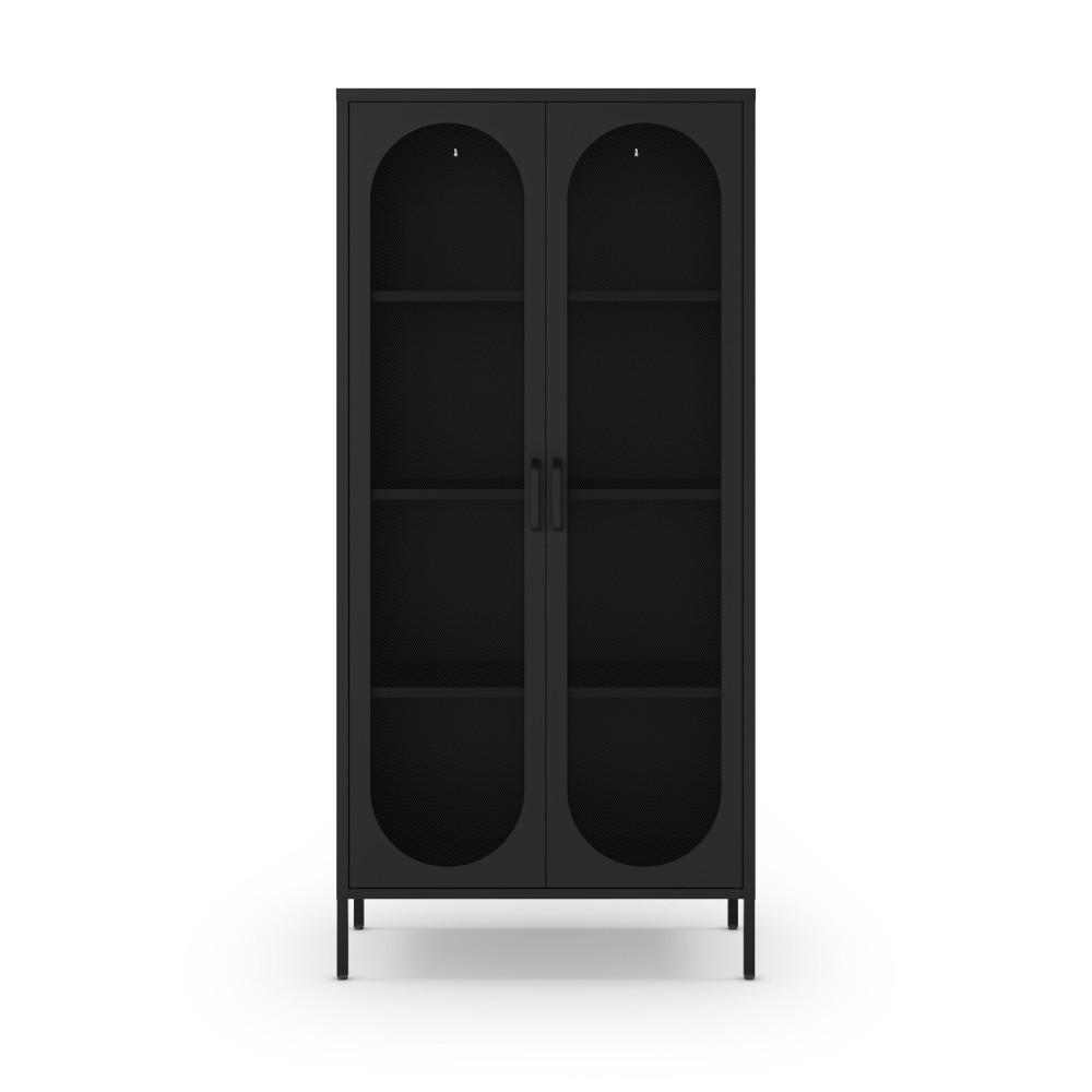 METALLVITRINE mit 2 Türen, Höhe 170 cm - Zio - Schwarz - Schwarz, Metall (80/170/40cm) - Drawer