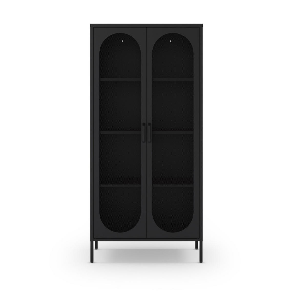 METALLVITRINE mit 2 Türen, Höhe 170 cm - Zio - Schwarz - Schwarz, Metall (80/170/40cm) - Drawer