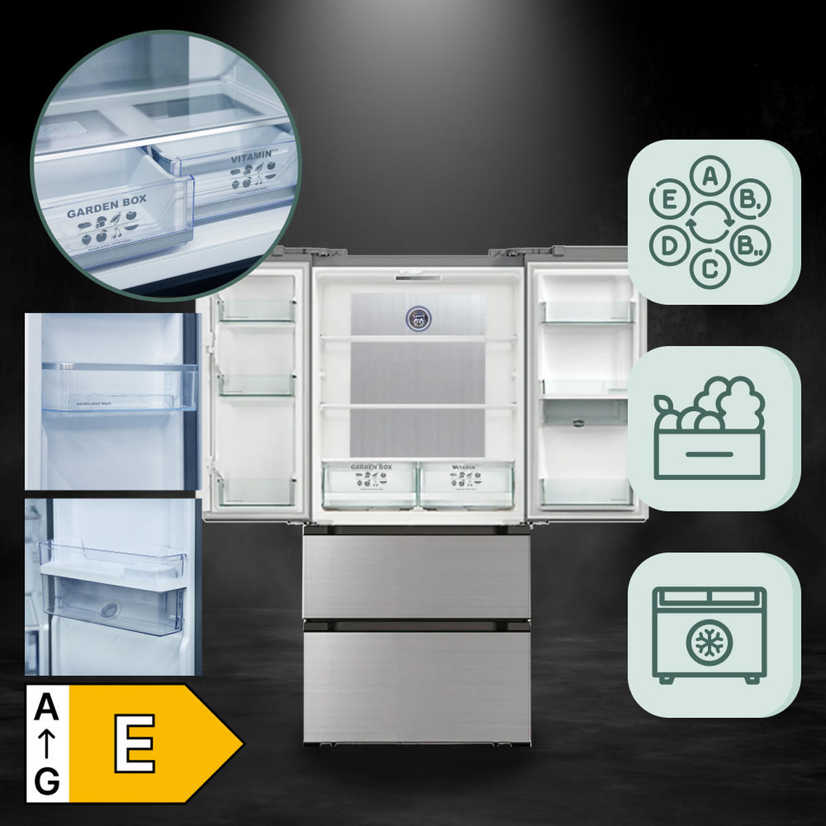 SIDE-BY-SIDE-KÜHLSCHRANK KS 80420 R N, 83.6 cm breit, No Frost 506 l - Edelstahlfarben, Metall (83.6/183/70.6cm) - Kaiser Küchengeräte