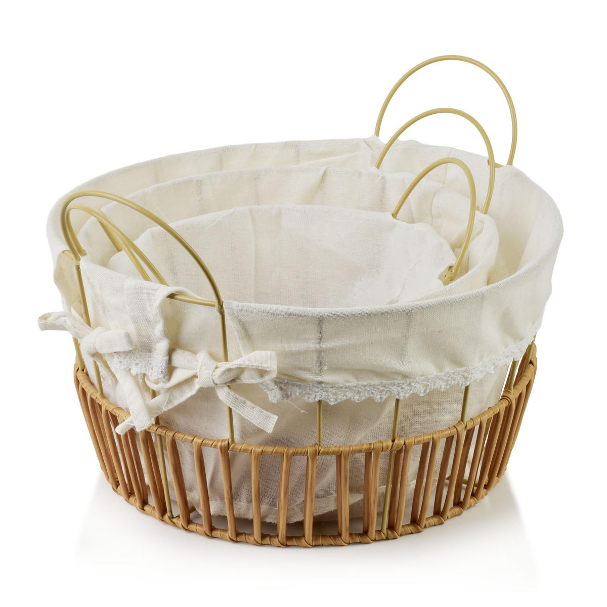 BROTKORB Will 3er Set Naturfarbe 30,5x30,5x15,5/22 cm Metall - Naturfarben, Metall (30.5/22/30.5cm) - Mondex