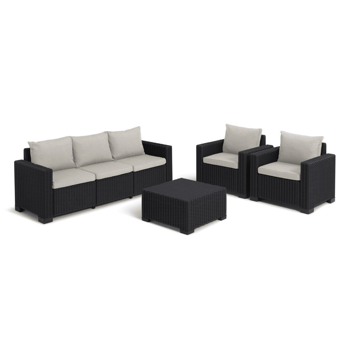 LOUNGESET California 4-teilig Loungeset in anthrazit - Anthrazit, Textil - Allibert