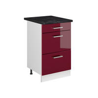DULAP DE BAZĂ DE BUCĂTĂRIE R-Line, Roșu lucios ridicat/Alb, 50 cm стільниця Антрацит - alb/roșu, compozit lemnos (50/81.6/60cm) - Vicco