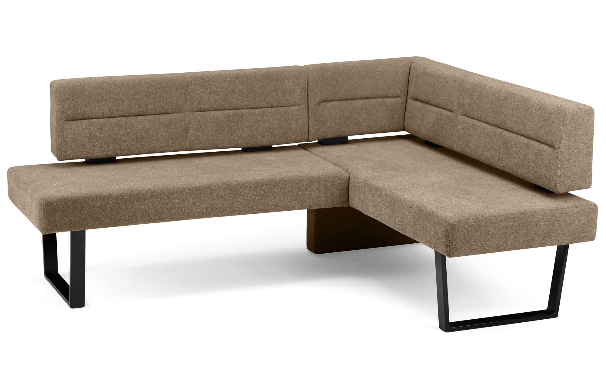 ECKBANK Doralyn für 5 Personen Metall+Microfaser Schwarz/Braun - Schwarz/Braun, Kunststoff (195/155cm) - 58aufmkessel