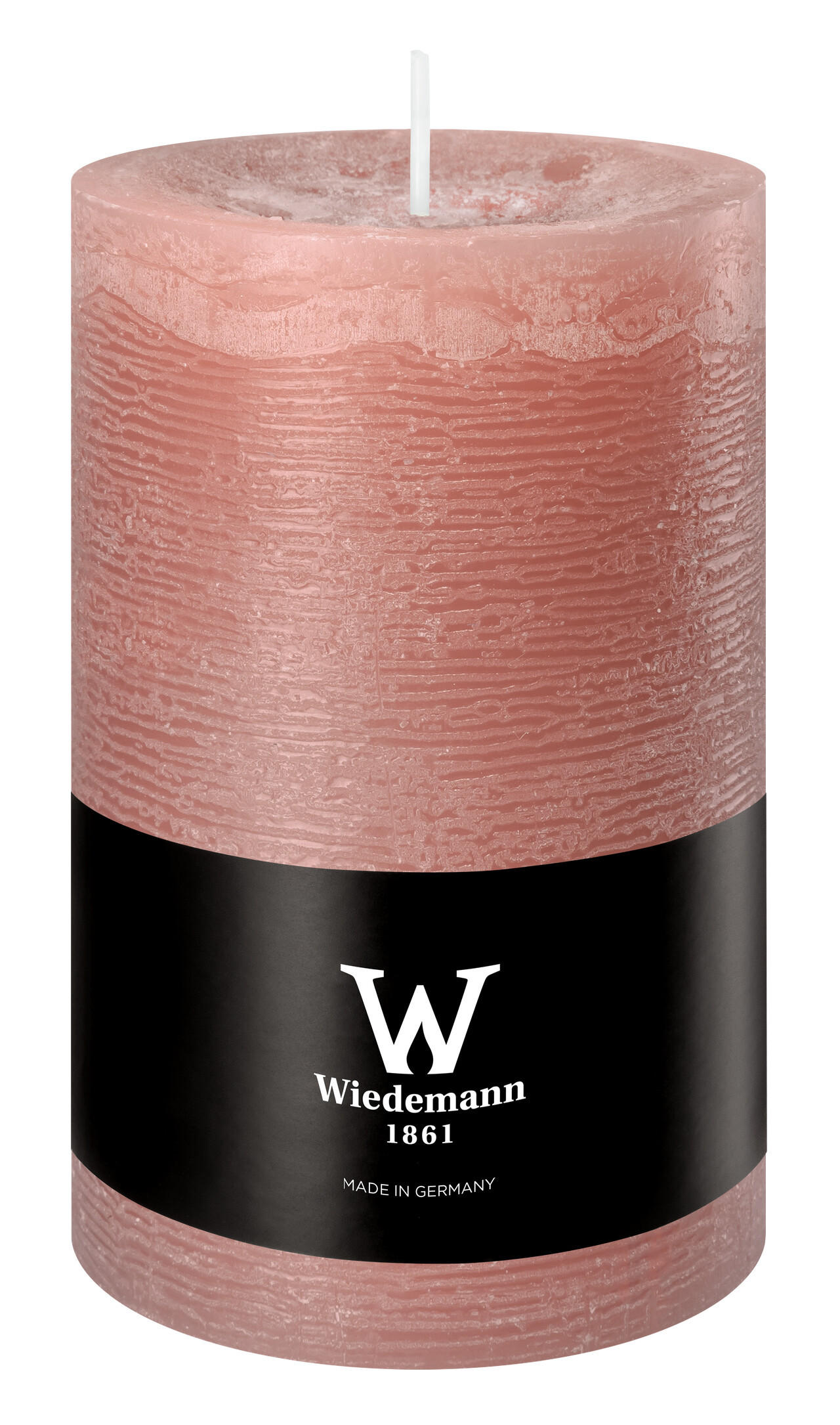 STUMPENKERZE Rustik Marble Style Rosenholz 130 x Ø 78 mm, 1 Stück - Rosa, Paraffin (8/13cm) - Wiedemann Kerzen