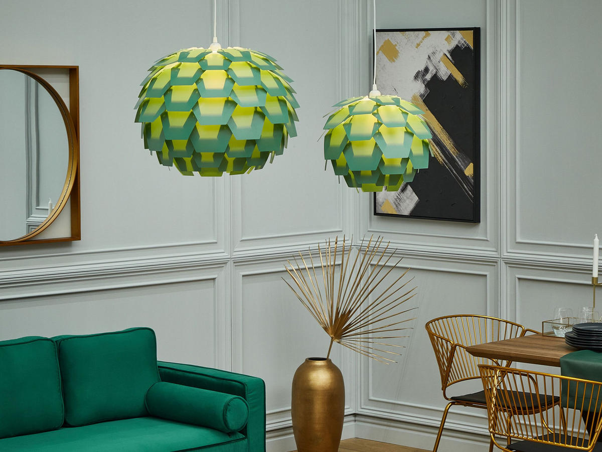 HÄNGELEUCHTE Segre 60/60/176 cm - Grün, Kunststoff (60/60/176cm) - Beliani