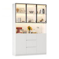 VITRINE LED 200cm 3 Schubladen 2 Türen Weiß - Weiß, Holzwerkstoff (120/200/40cm) - FLIEKS