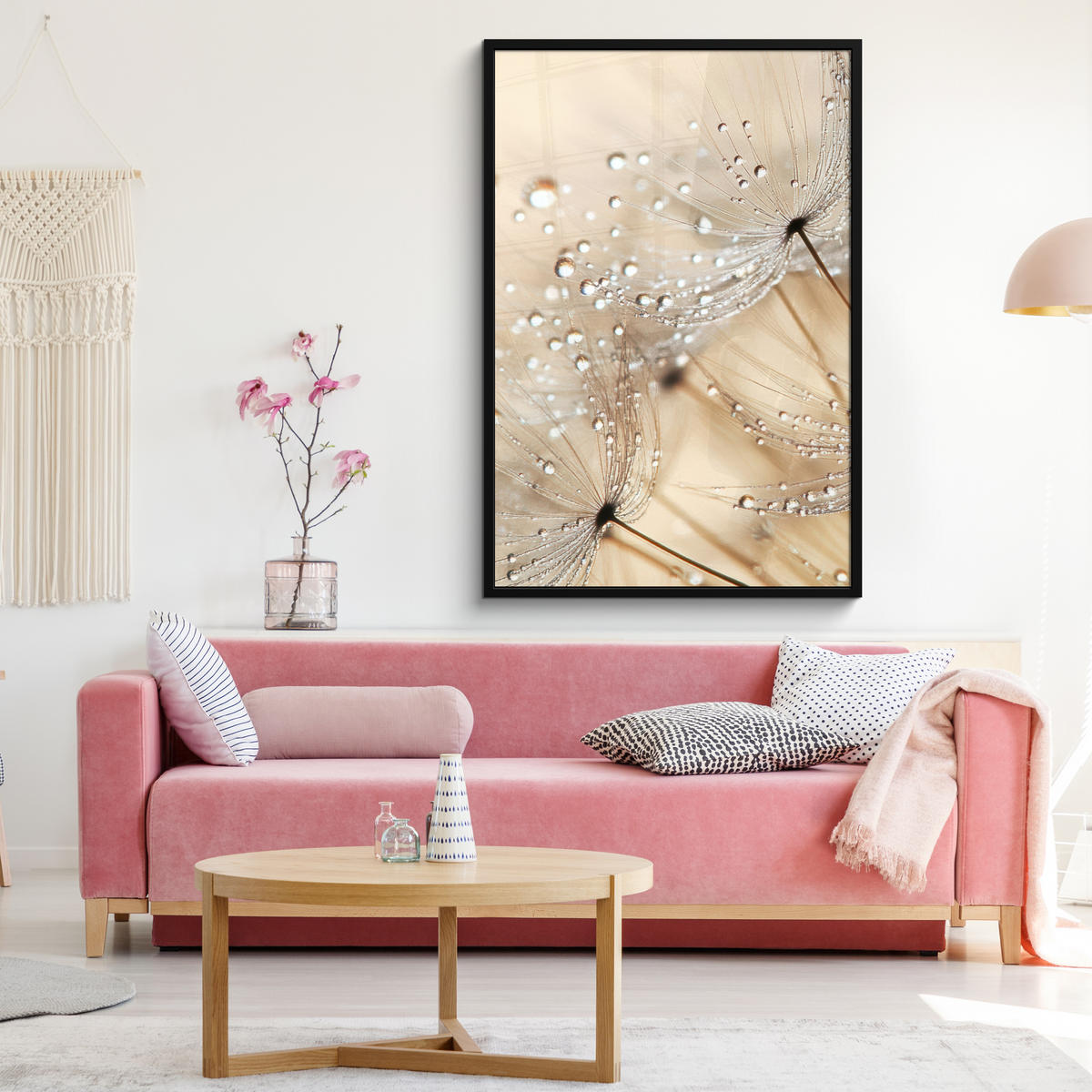 GERAHMTES BILD Löwenzahn - Abstrakt - Natur - Beige 80x120 cm - Braun, Papier (80/120cm) - MuchoWow