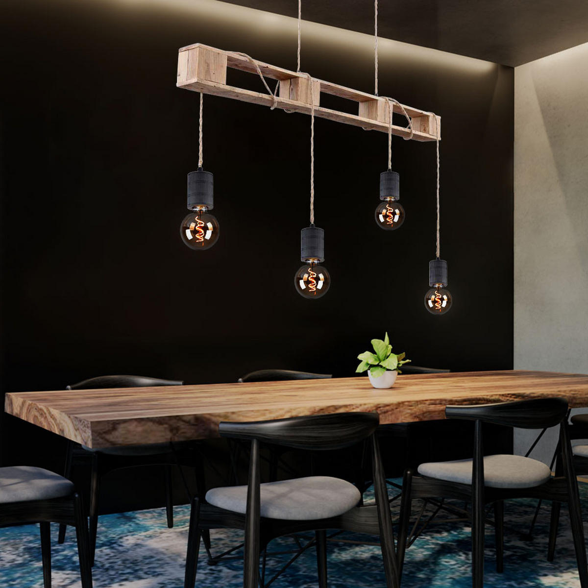 HÄNGELEUCHTE Joelle Holz Braun - Braun, Holz (121/10/120cm) - Globo Lighting